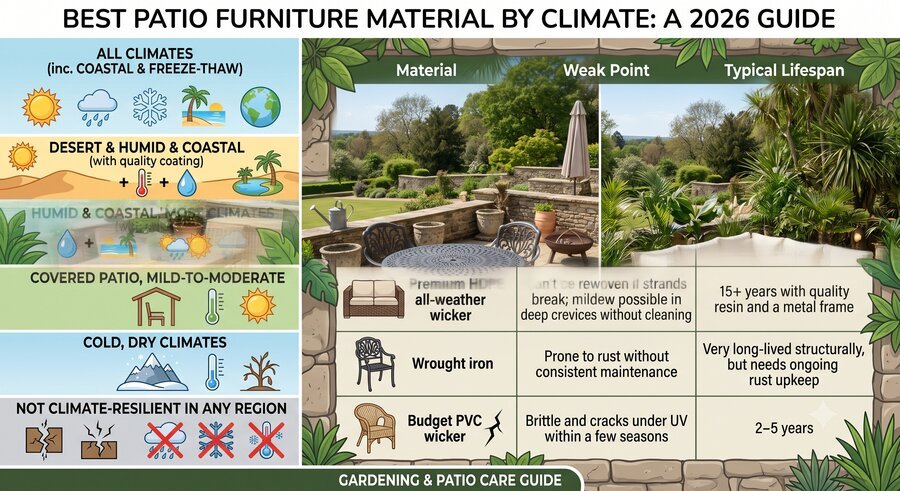 Best patio furniture material by climate chart 2026