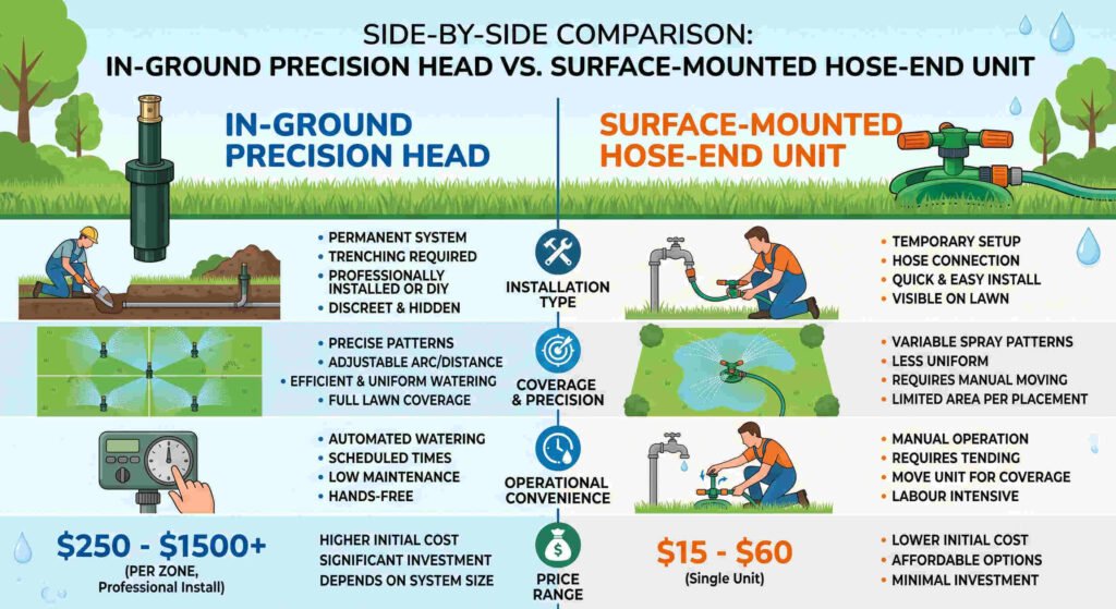 Irrigreen vs Rain Bird OtO precision sprinkler comparison chart