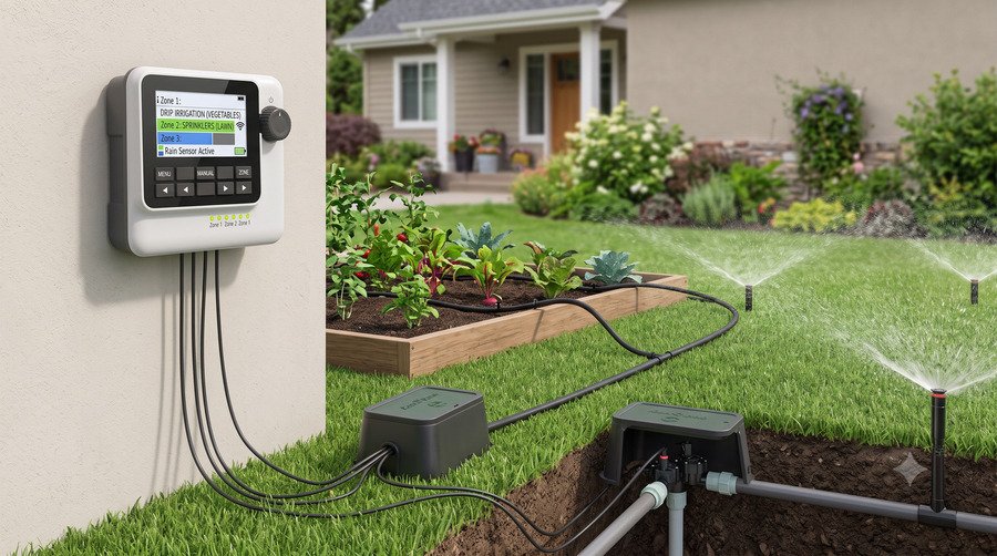 smart controller managing separate drip and sprinkler zones