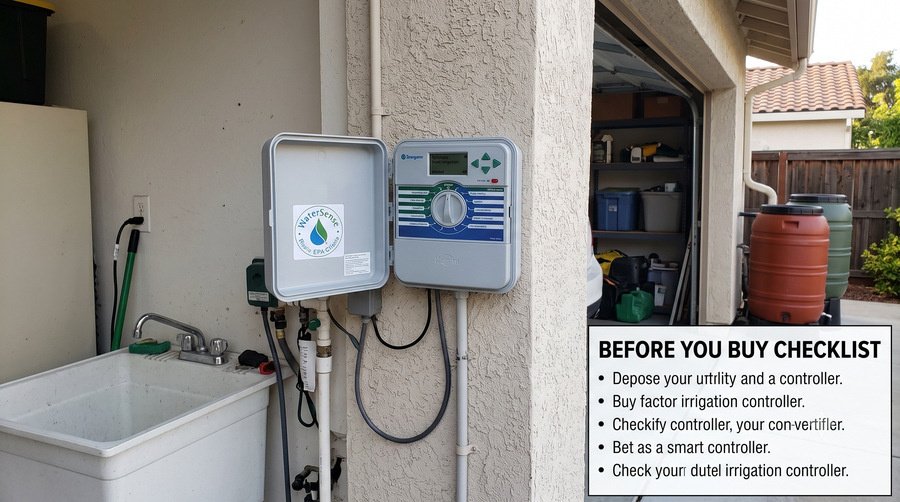 smart irrigation controller installed on exterior wall