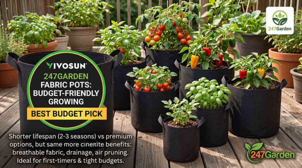 247Garden 5-gallon fabric pots for vegetable gardening
