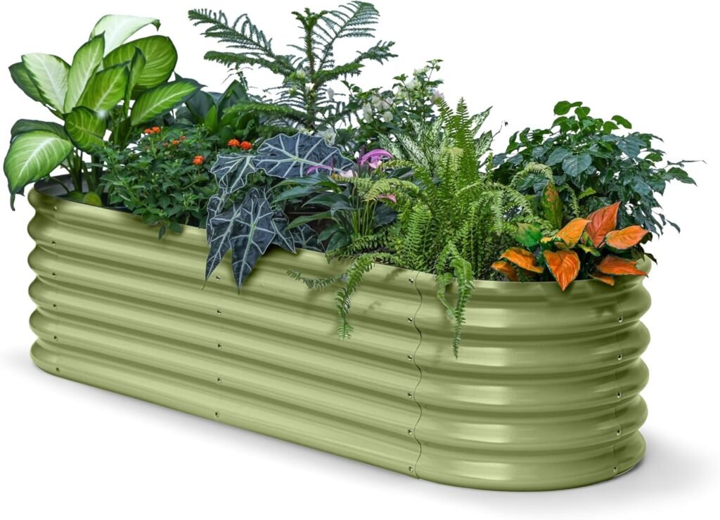 Annoell galvanized raised garden bed with vegetables