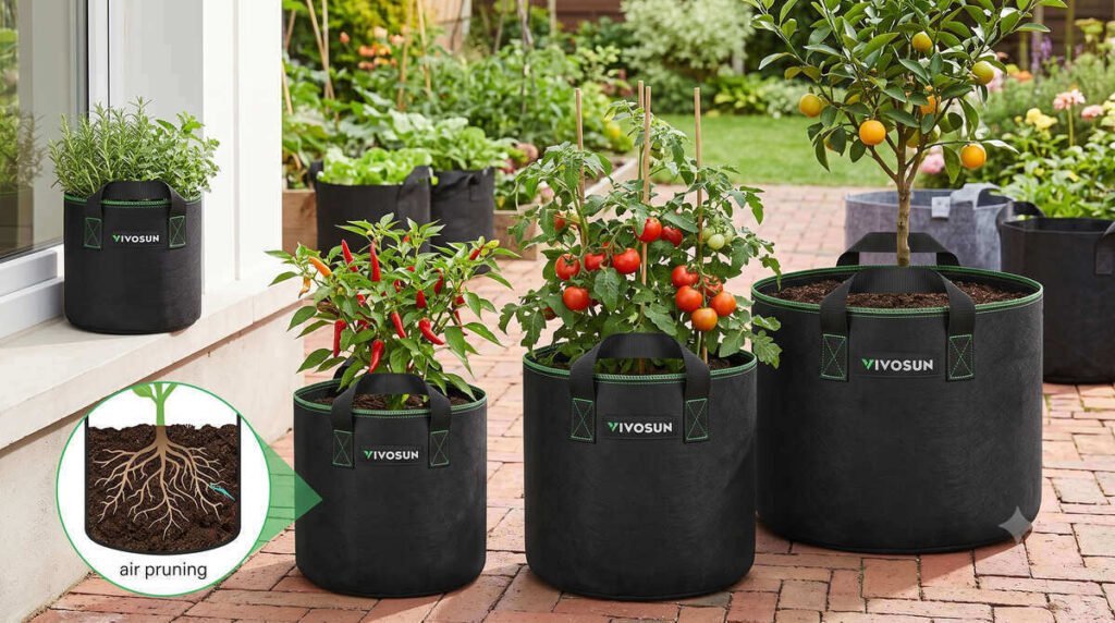 VIVOSUN 5-Gallon Fabric Grow Bags (5-Pack)