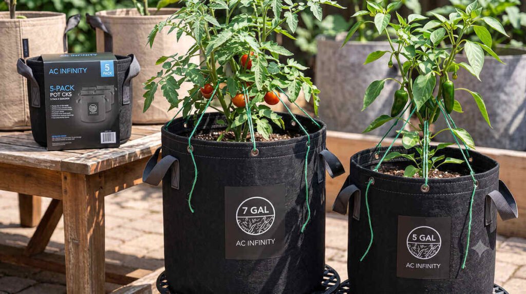 AC Infinity heavy duty fabric pots with training rings