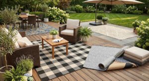 Outdoor rugs compared for patios, polypropylene and woven plastic styles