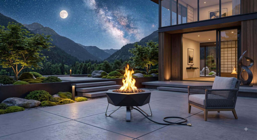 Ciays 19-inch budget propane fire pit with folding legs