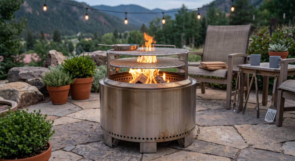 HGD 28-inch smokeless fire pit with grill rack