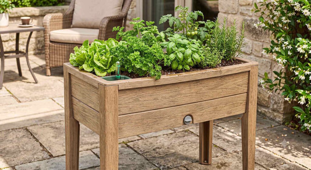 Keter Urban Bloomer elevated self-watering raised planter
