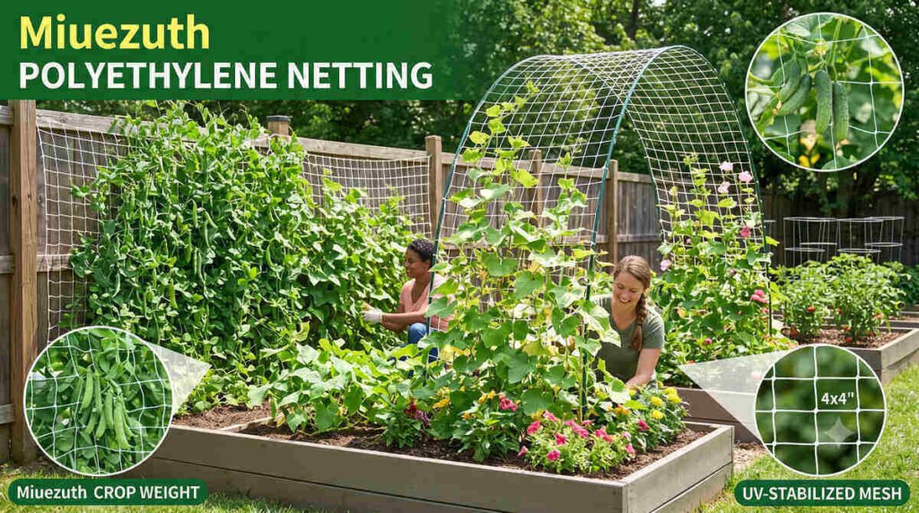 Miuezuth heavy duty trellis netting for climbing plants