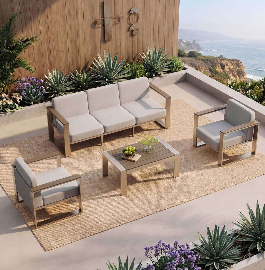 Oasbira 5-piece aluminum outdoor furniture set