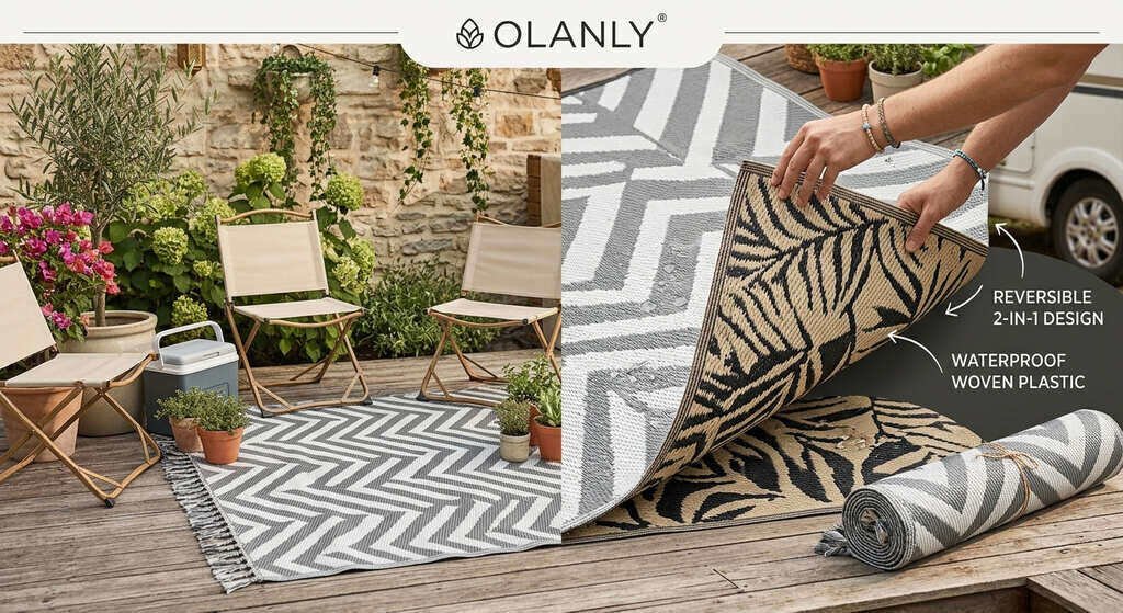 OLANLY reversible waterproof outdoor rug