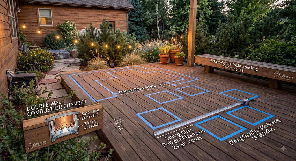 Tape outline method for testing patio furniture layout