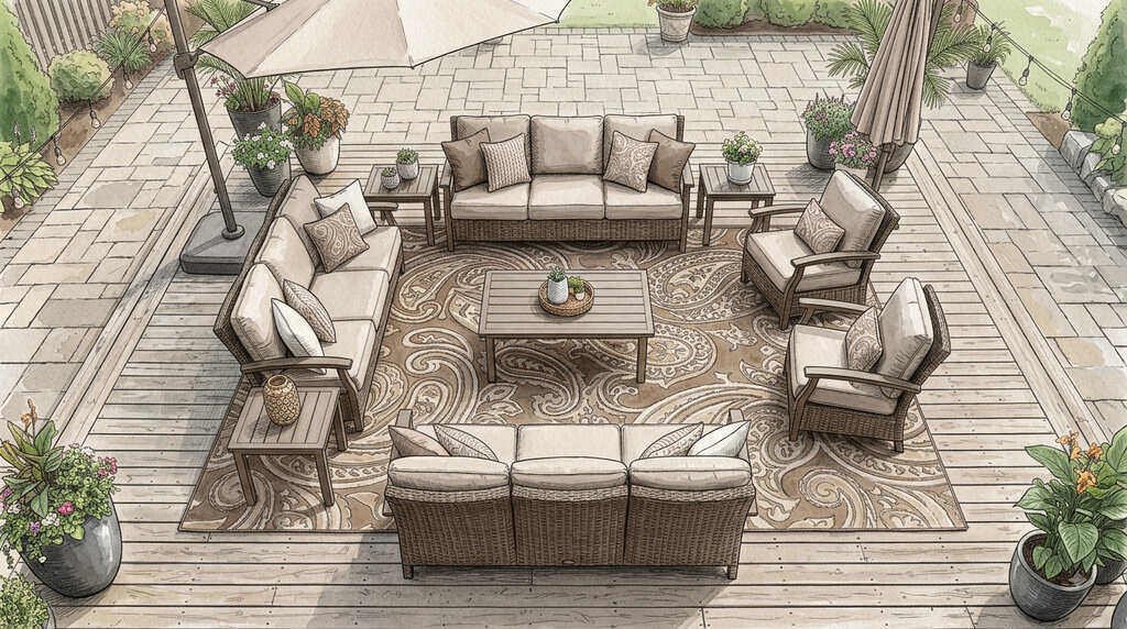 Pauwer paisley brown reversible outdoor rug