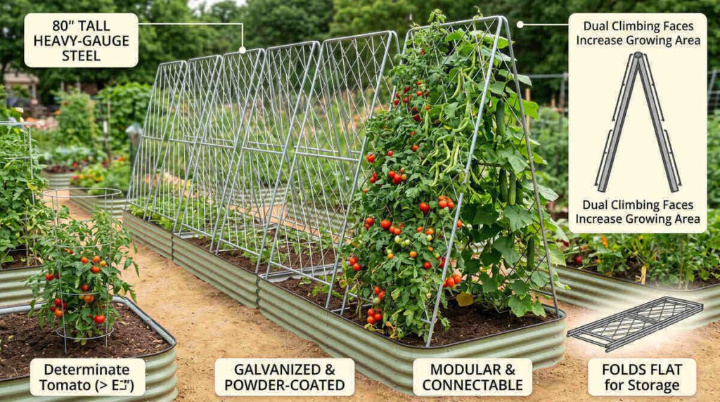 Vego Garden 80-inch A-frame trellis for climbing vegetables